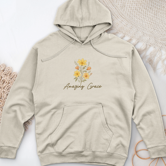 Amazing Grace Flowers Midweight Hooded Sweatshirt