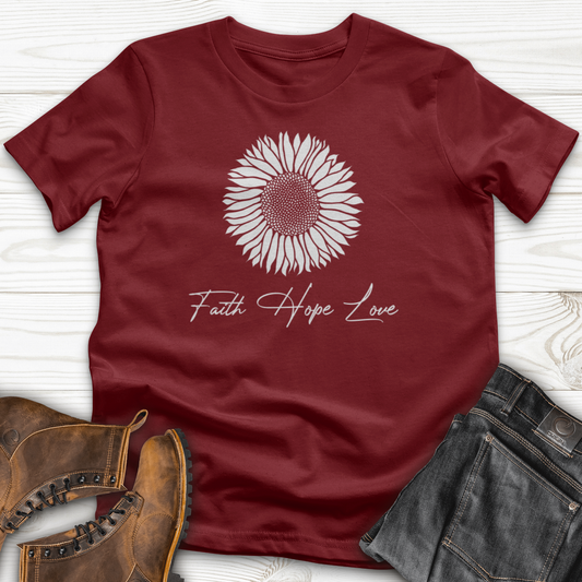 Faith Hope Love Rustic Sunflower T-Shirt