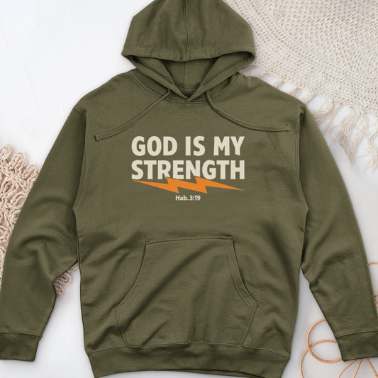 God is strength Midweight Hooded Sweatshirt