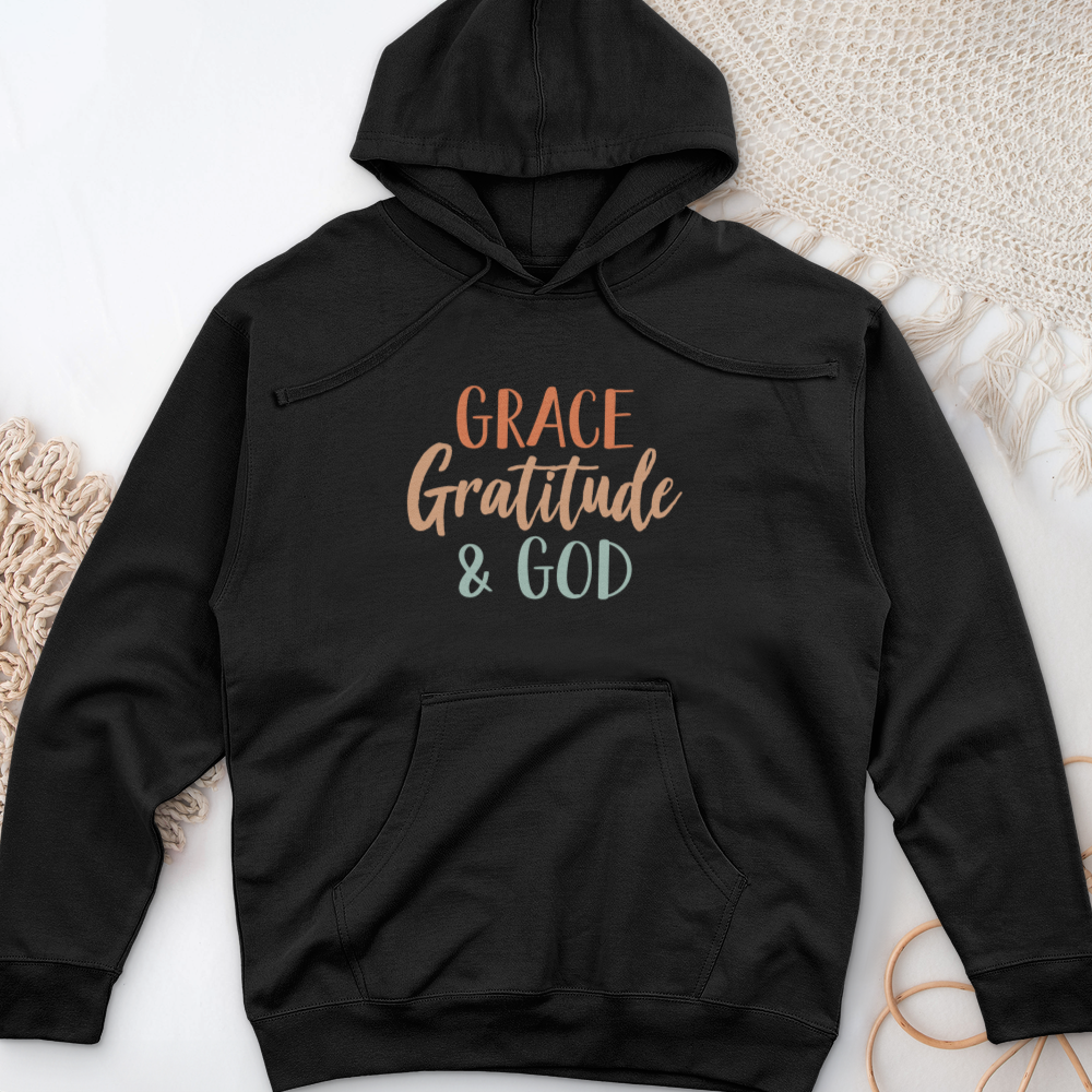 Grace Gratitude and God Midweight Hooded Sweatshirt
