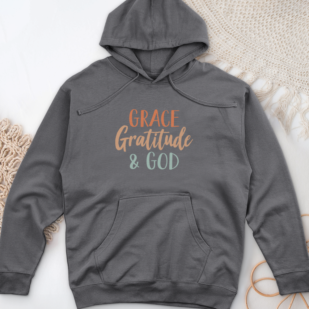 Grace Gratitude and God Midweight Hooded Sweatshirt