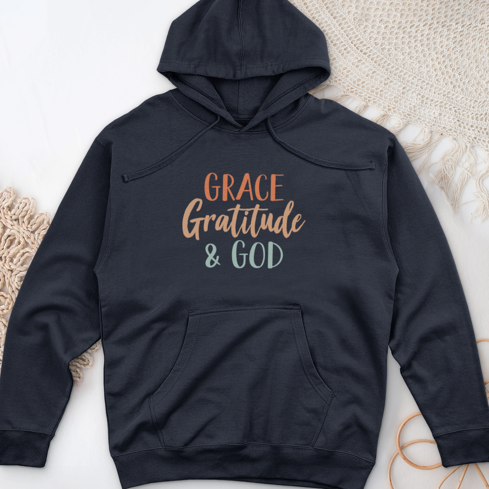 Grace Gratitude and God Midweight Hooded Sweatshirt