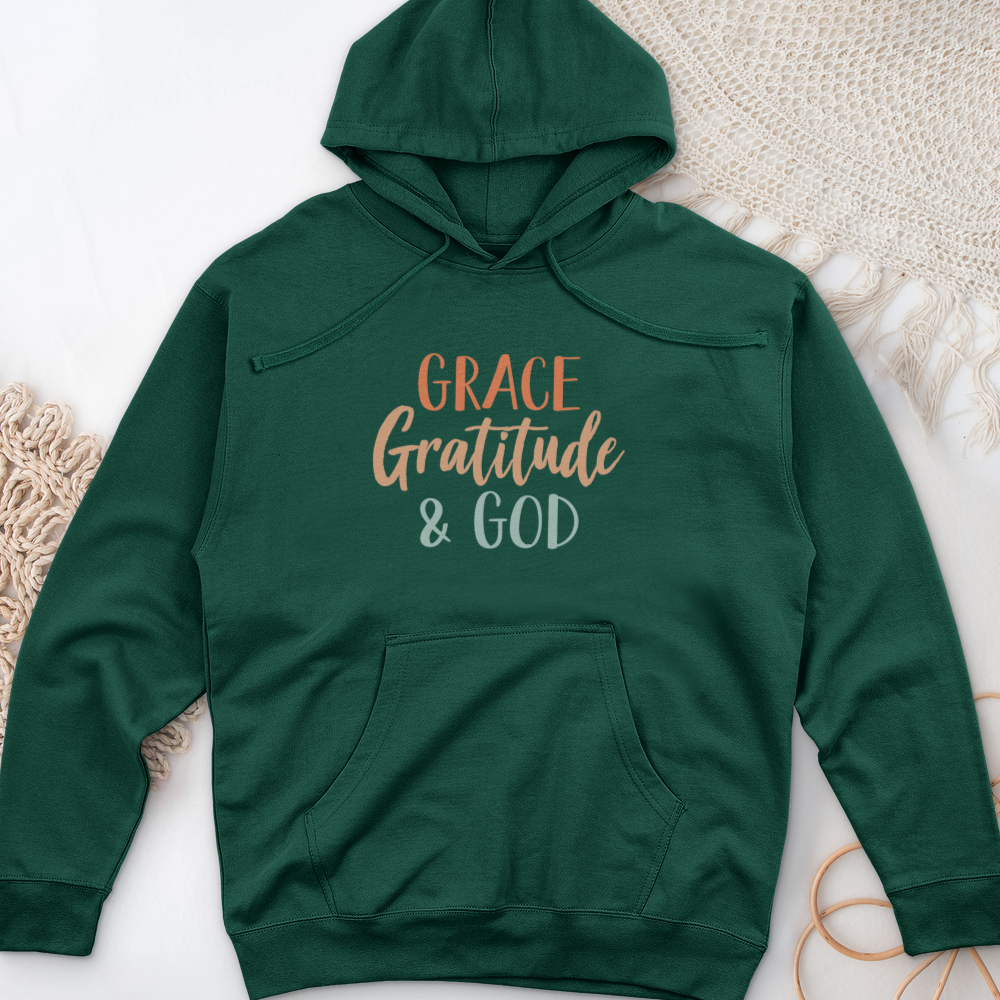 Grace Gratitude and God Midweight Hooded Sweatshirt