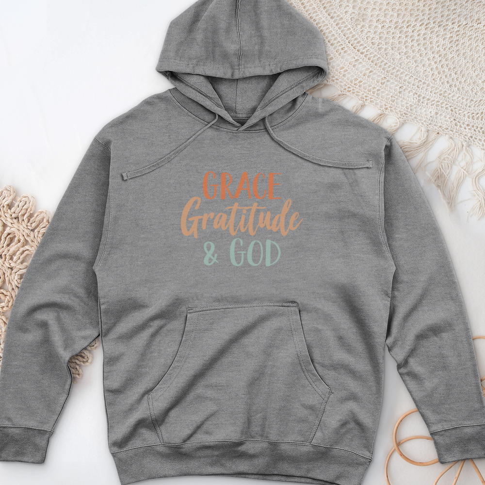 Grace Gratitude and God Midweight Hooded Sweatshirt