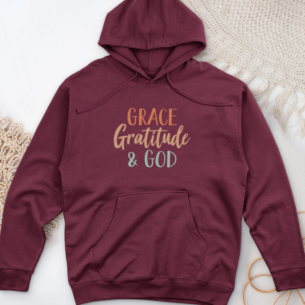 Grace Gratitude and God Midweight Hooded Sweatshirt