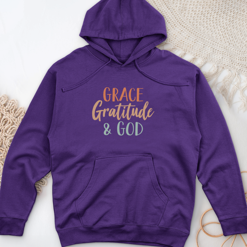Grace Gratitude and God Midweight Hooded Sweatshirt