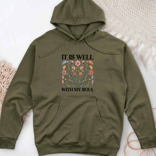 It Is Well With my Soul Midweight Hooded Sweatshirt