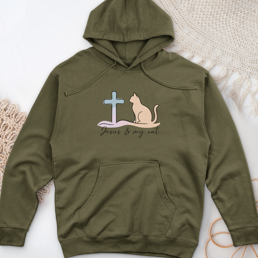 Jesus & My Cat Midweight Hooded Sweatshirt