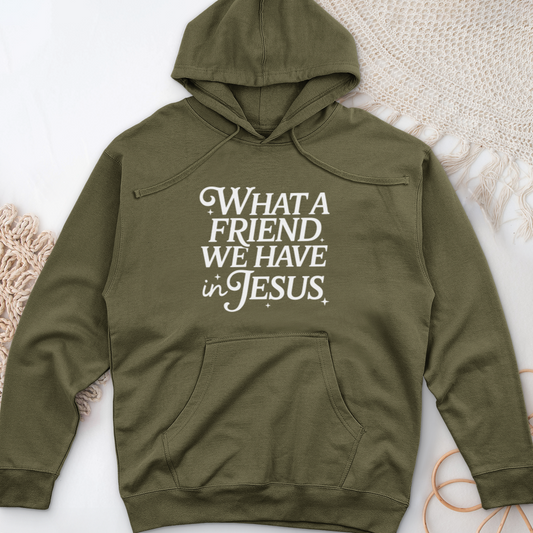 What a Friend In Jesus Midweight Hooded Sweatshirt