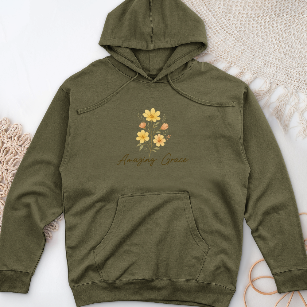Amazing Grace Flowers Midweight Hooded Sweatshirt