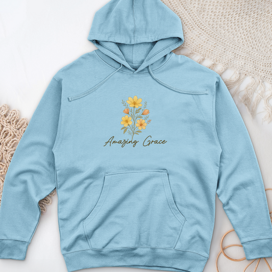 Amazing Grace Flowers Midweight Hooded Sweatshirt
