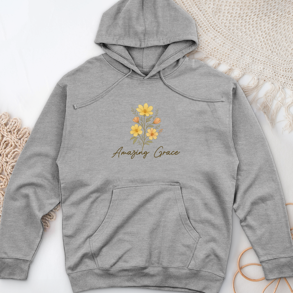 Amazing Grace Flowers Midweight Hooded Sweatshirt
