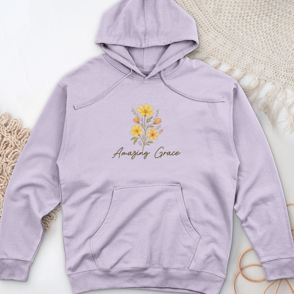 Amazing Grace Flowers Midweight Hooded Sweatshirt