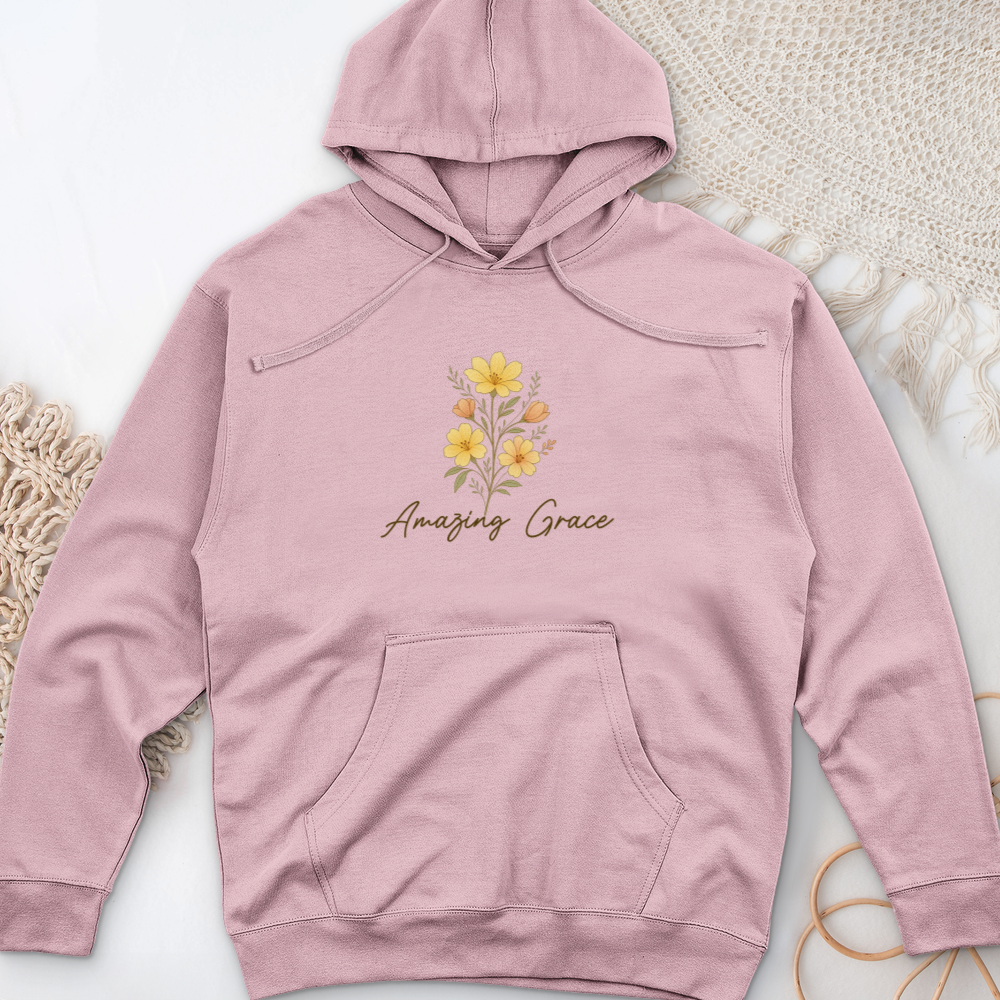 Amazing Grace Flowers Midweight Hooded Sweatshirt