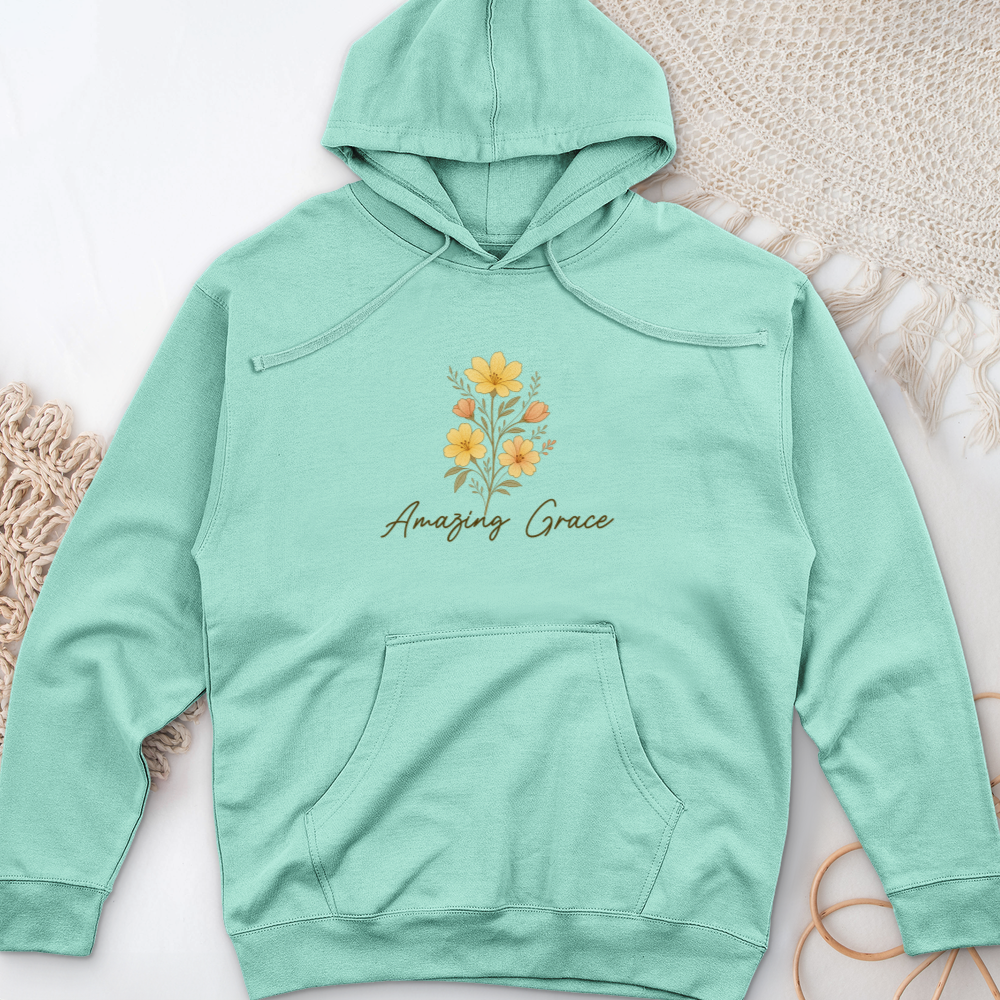 Amazing Grace Flowers Midweight Hooded Sweatshirt