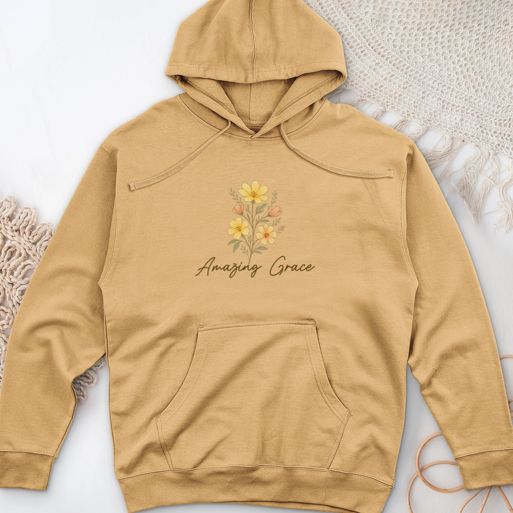 Amazing Grace Flowers Midweight Hooded Sweatshirt