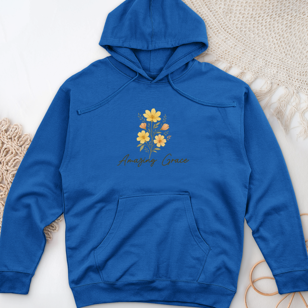 Amazing Grace Flowers Midweight Hooded Sweatshirt