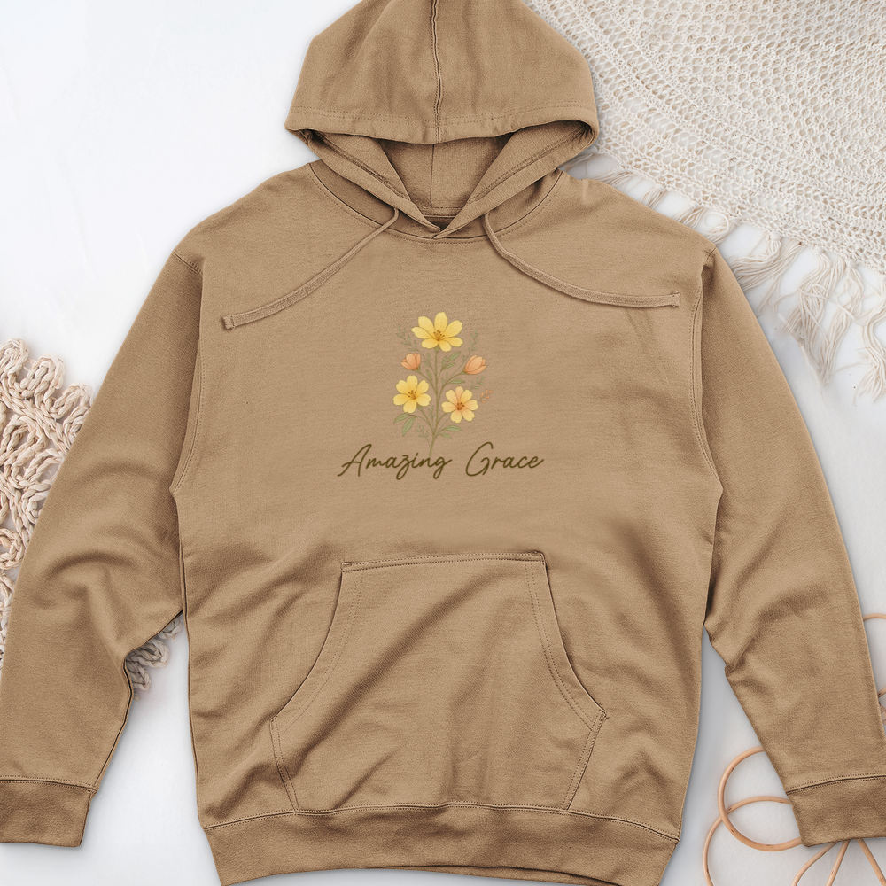 Amazing Grace Flowers Midweight Hooded Sweatshirt