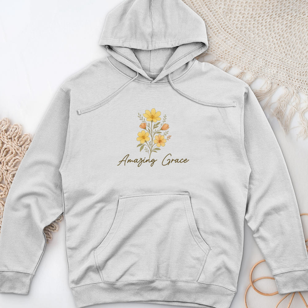 Amazing Grace Flowers Midweight Hooded Sweatshirt
