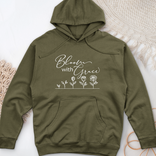 Bloom with grace 01 Midweight Hooded Sweatshirt