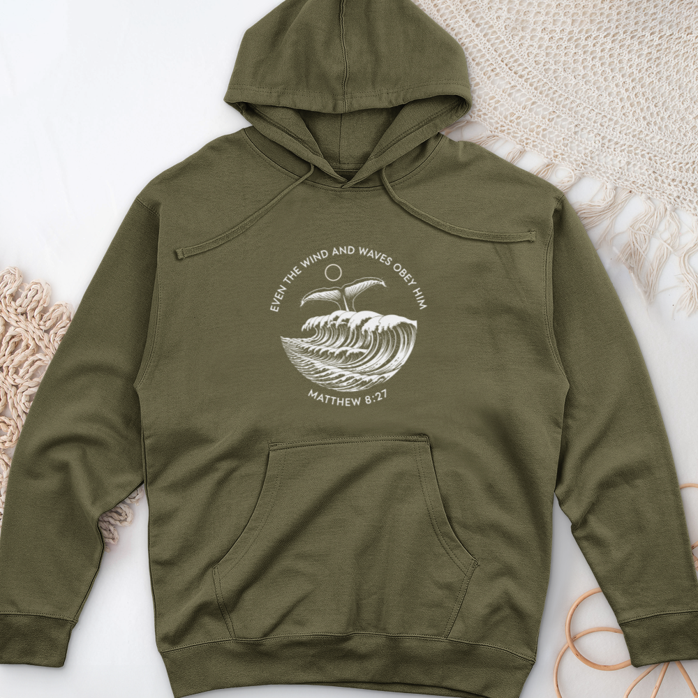 Even the Wind and Waves Obey Him Midweight Hooded Sweatshirt
