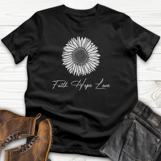 Faith Hope Love Rustic Sunflower T-Shirt