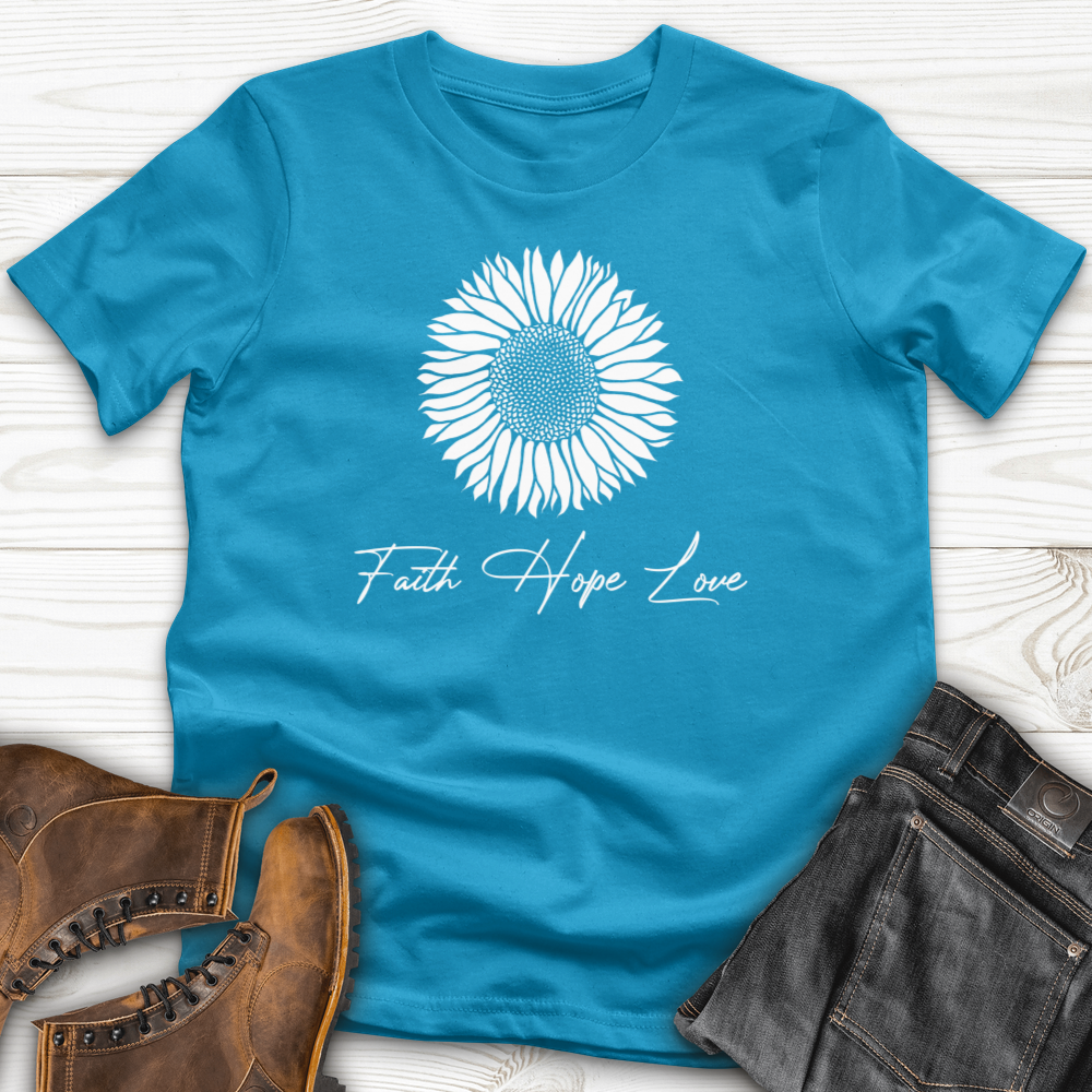 Faith Hope Love Rustic Sunflower T-Shirt