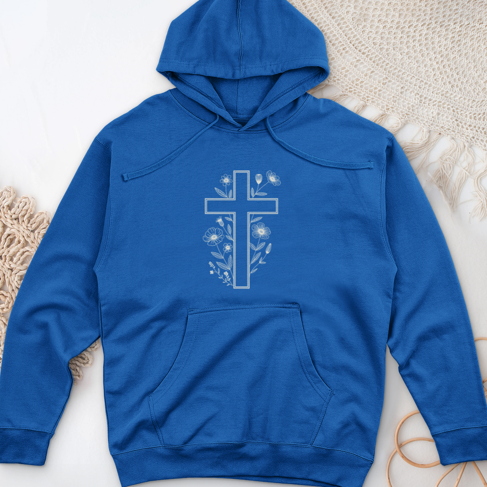 Floral Holy Cross Midweight Hooded Sweatshirt