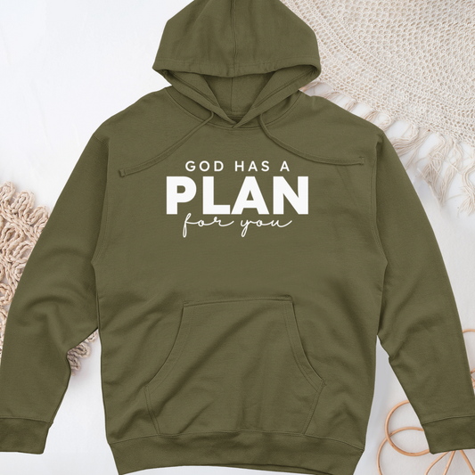 God Has a Plan for You Midweight Hooded Sweatshirt