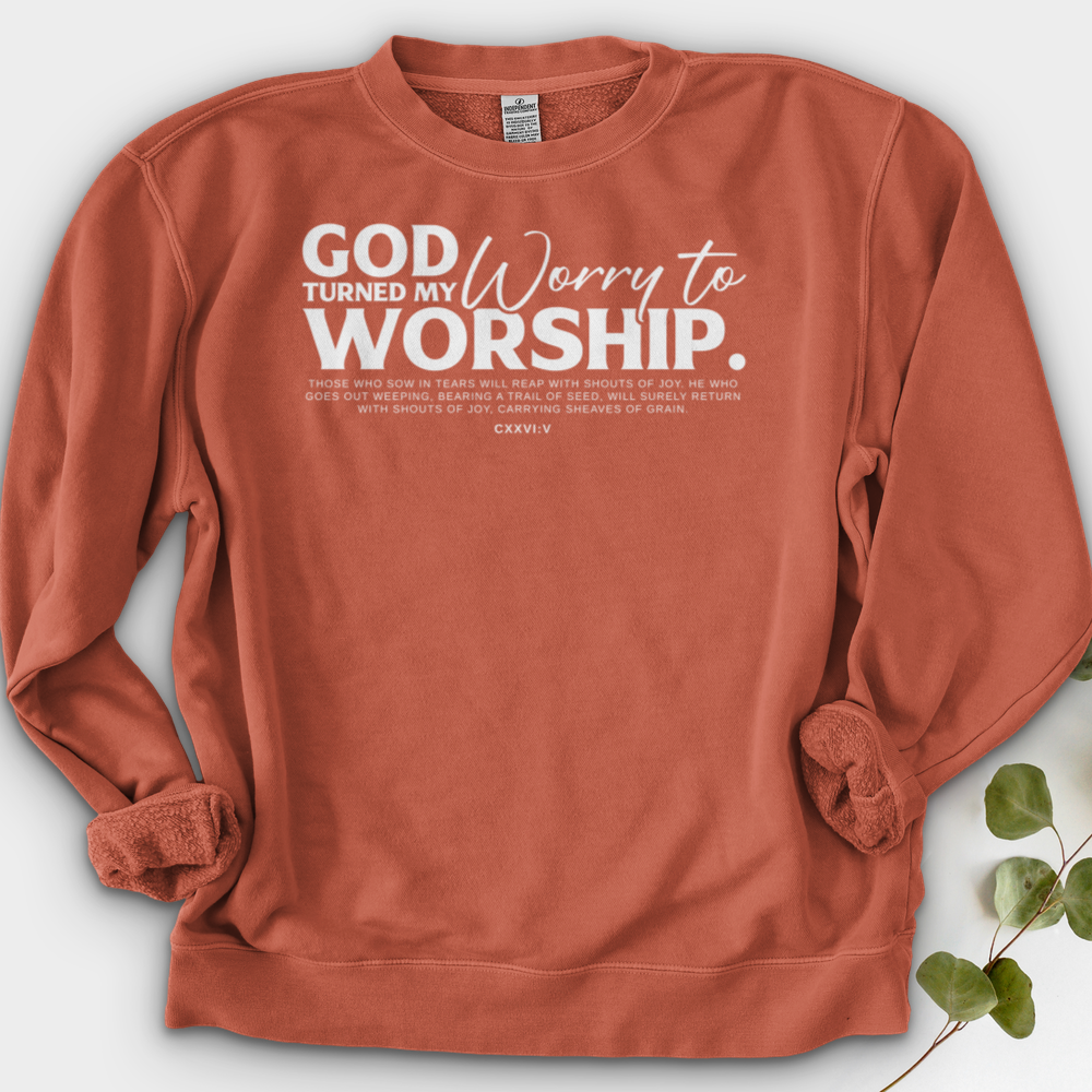 God Turned My Worry to Worship Crewneck