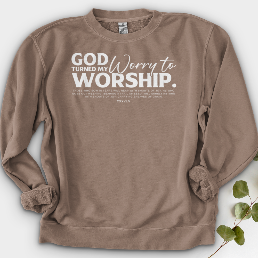 God Turned My Worry to Worship Crewneck