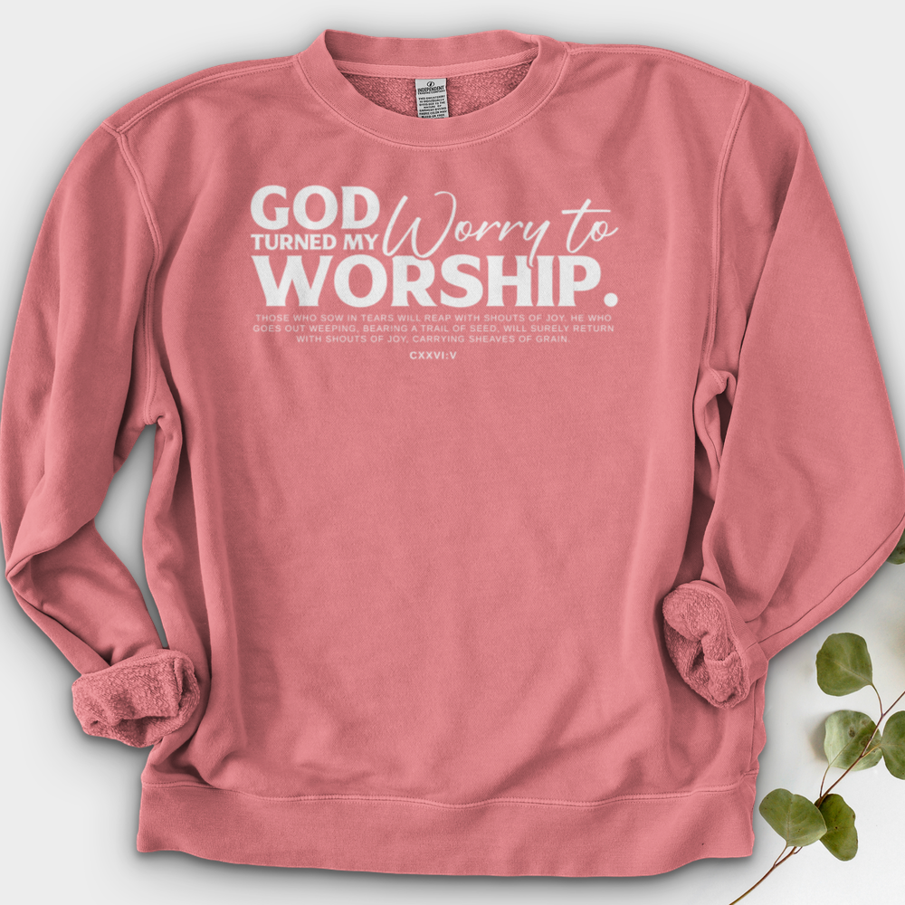God Turned My Worry to Worship Crewneck
