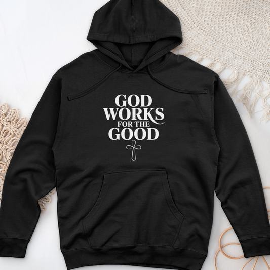 God Works for the Good Midweight Hooded Sweatshirt