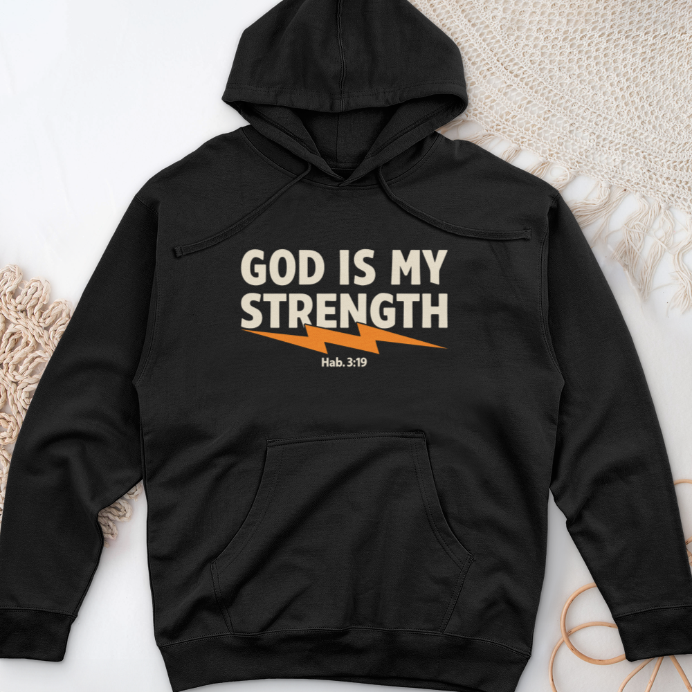 God is strength Midweight Hooded Sweatshirt