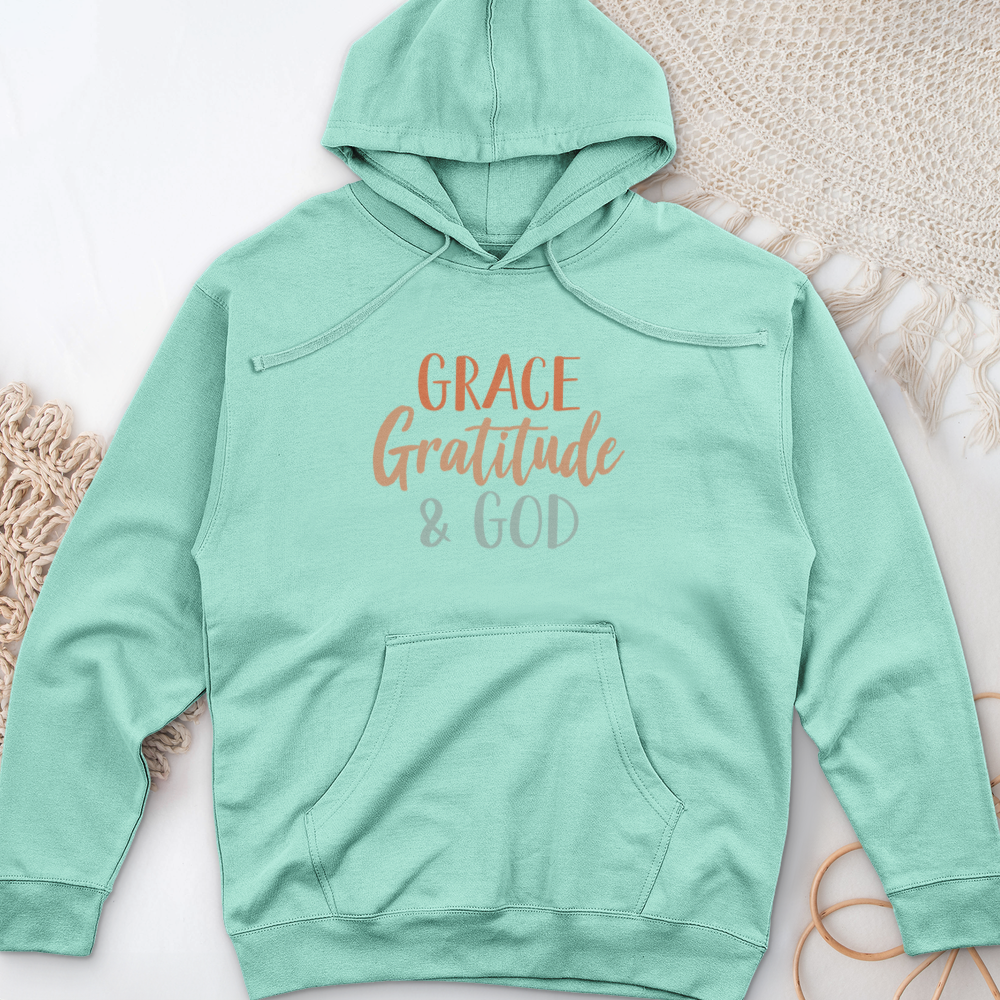Grace Gratitude and God Midweight Hooded Sweatshirt
