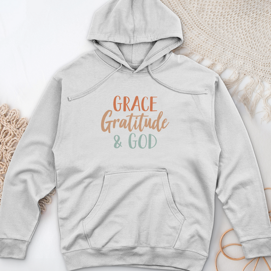 Grace Gratitude and God Midweight Hooded Sweatshirt