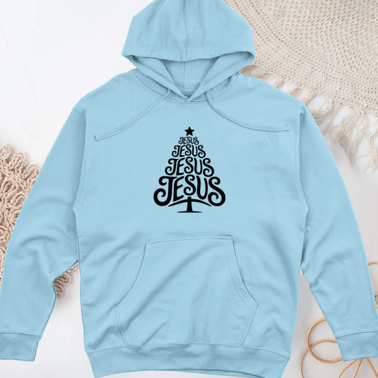 Jesus Christmas Tree Midweight Hooded Sweatshirt