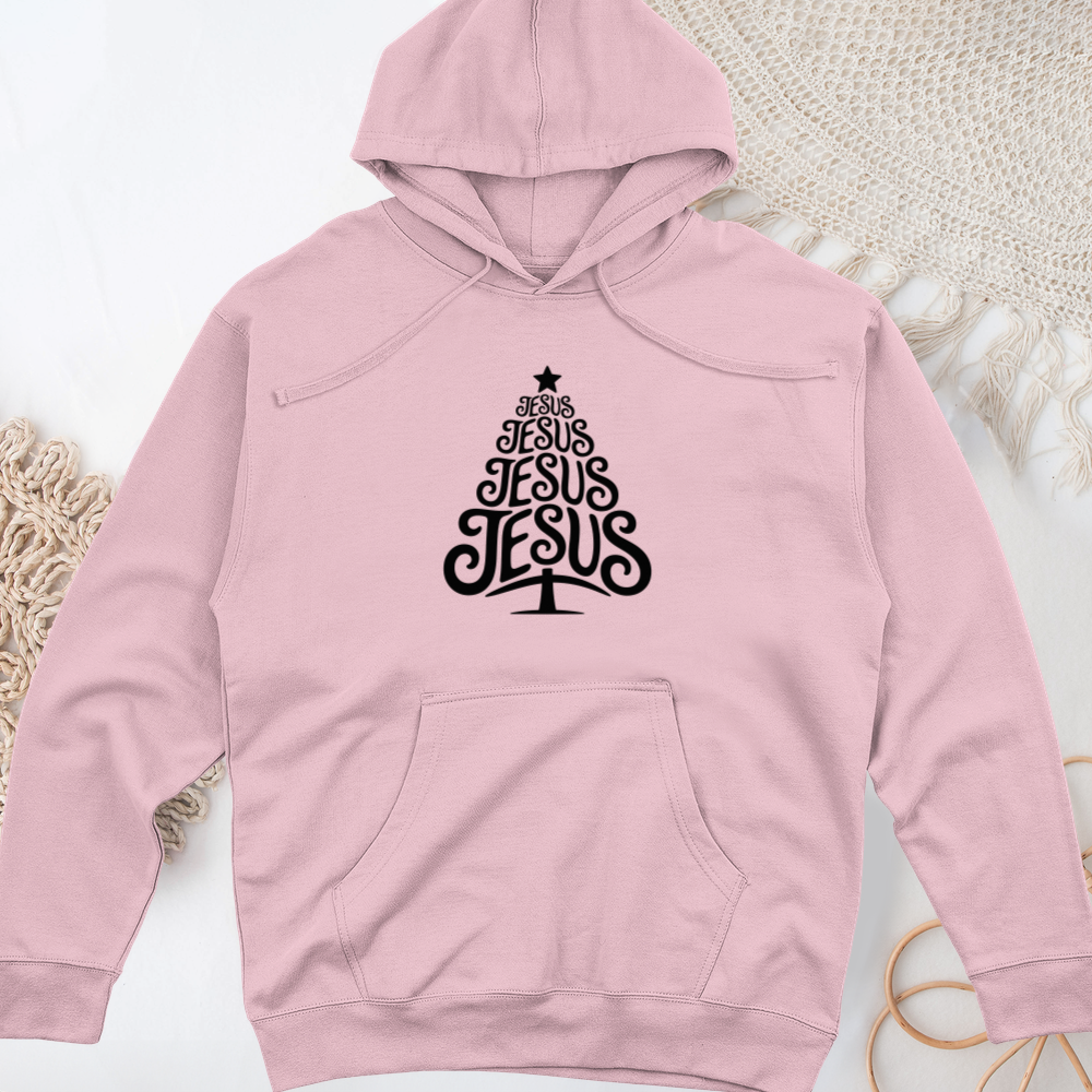 Jesus Christmas Tree Midweight Hooded Sweatshirt