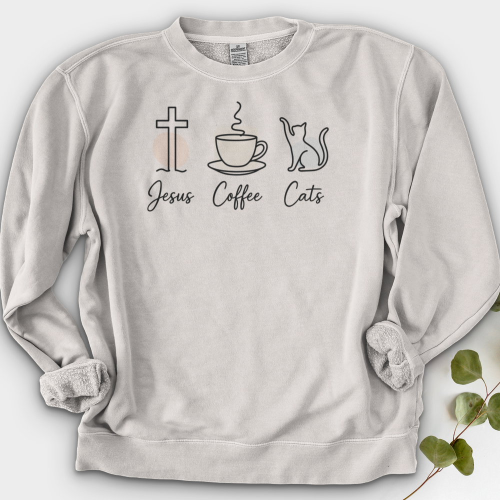 Jesus Coffee Cat Crewneck