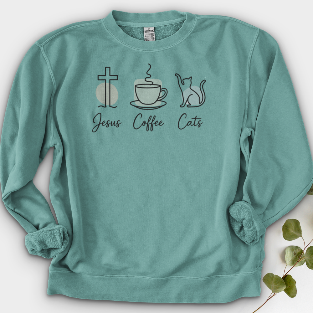 Jesus Coffee Cat Crewneck