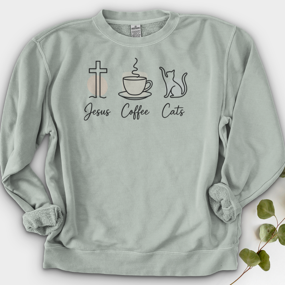 Jesus Coffee Cat Crewneck