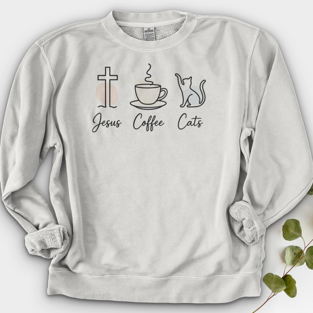 Jesus Coffee Cat Crewneck
