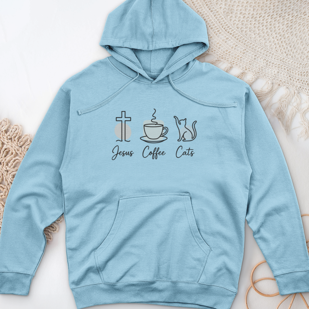 Jesus Coffee Cat Midweight Hooded Sweatshirt