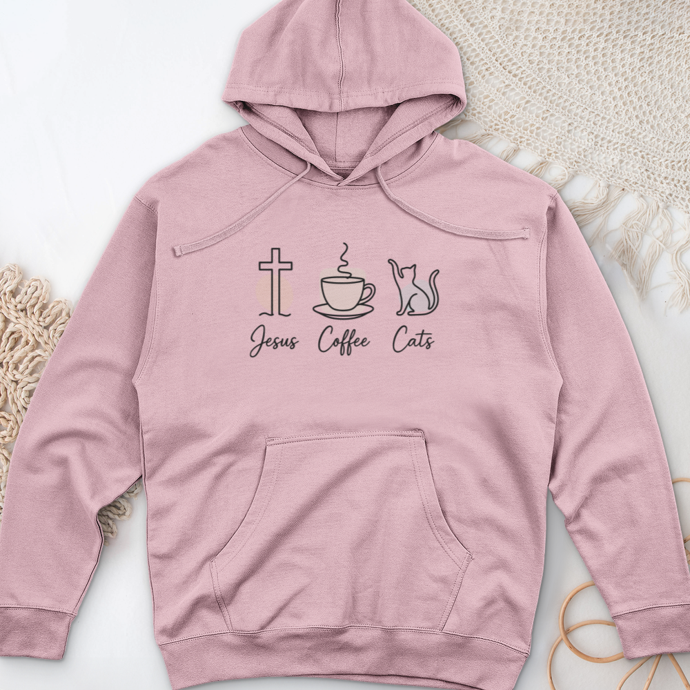 Jesus Coffee Cat Midweight Hooded Sweatshirt
