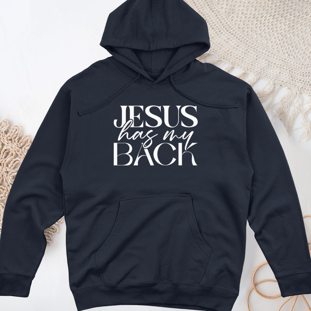 Jesus Has My Back Midweight Hooded Sweatshirt