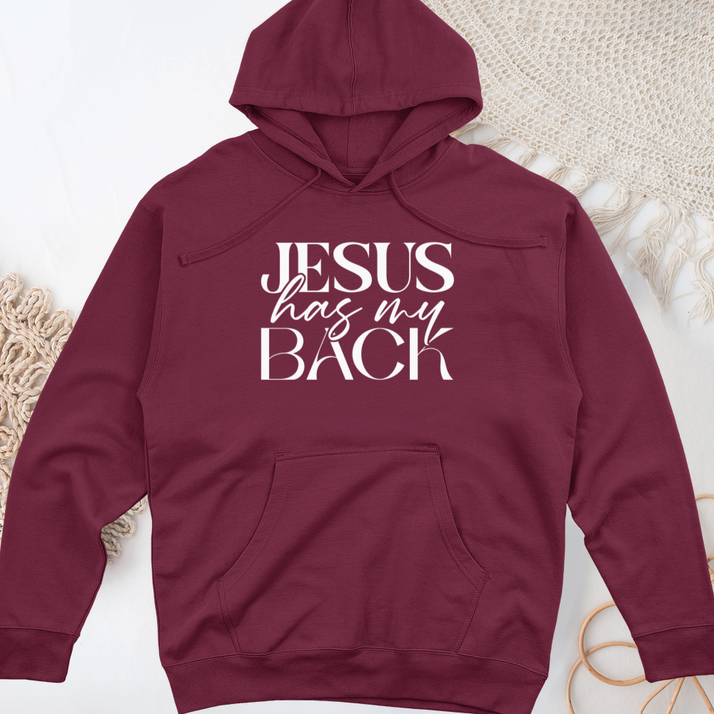 Jesus Has My Back Midweight Hooded Sweatshirt