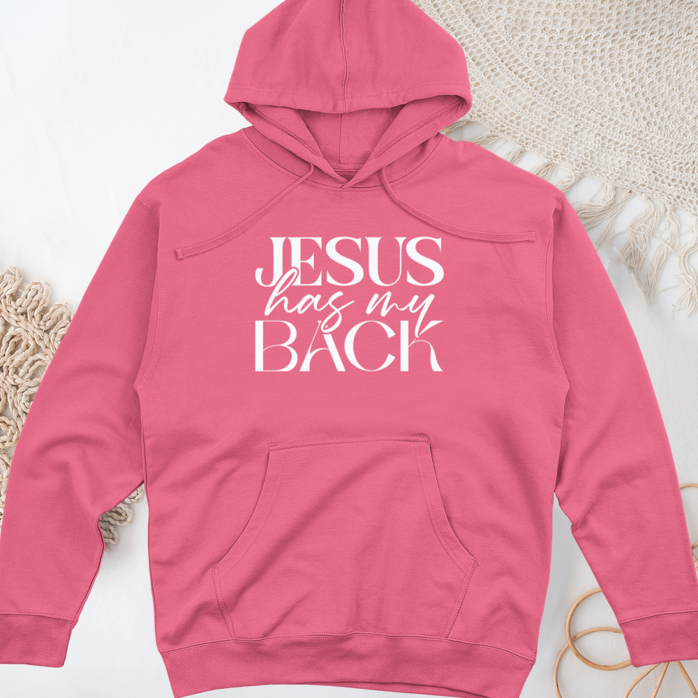 Jesus Has My Back Midweight Hooded Sweatshirt