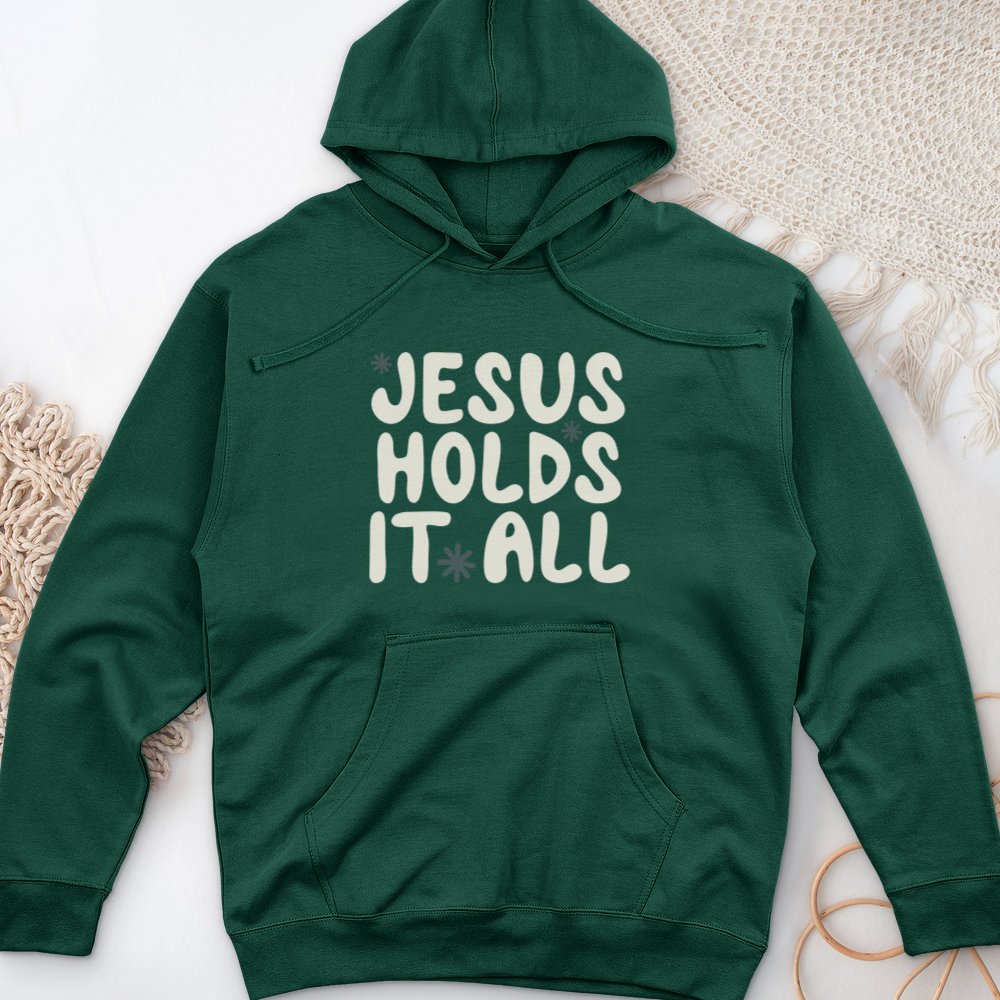 Jesus Holds It All Midweight Hooded Sweatshirt