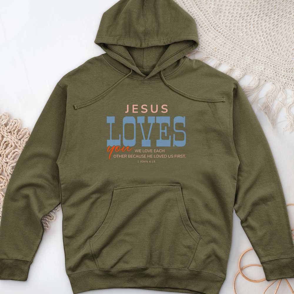 Jesus Loves You Midweight Hooded Sweatshirt