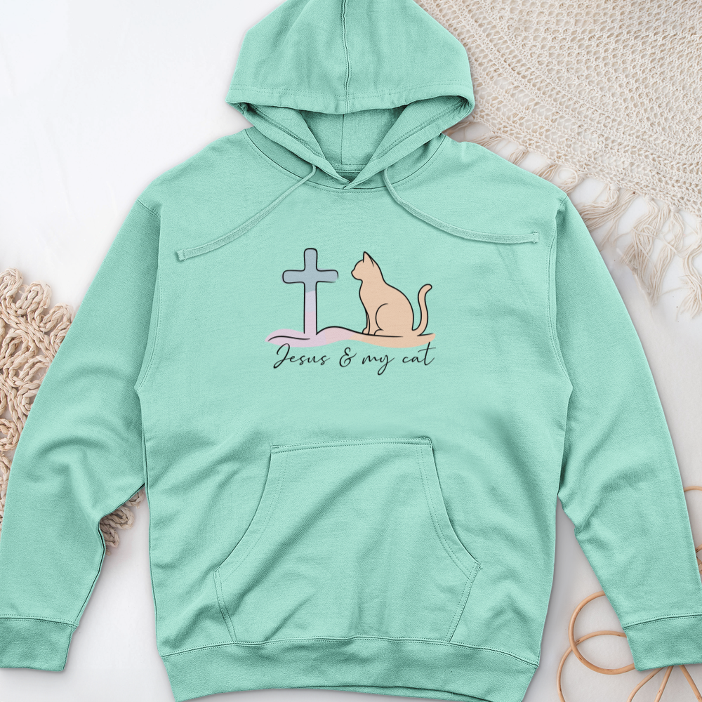 Jesus & My Cat Midweight Hooded Sweatshirt